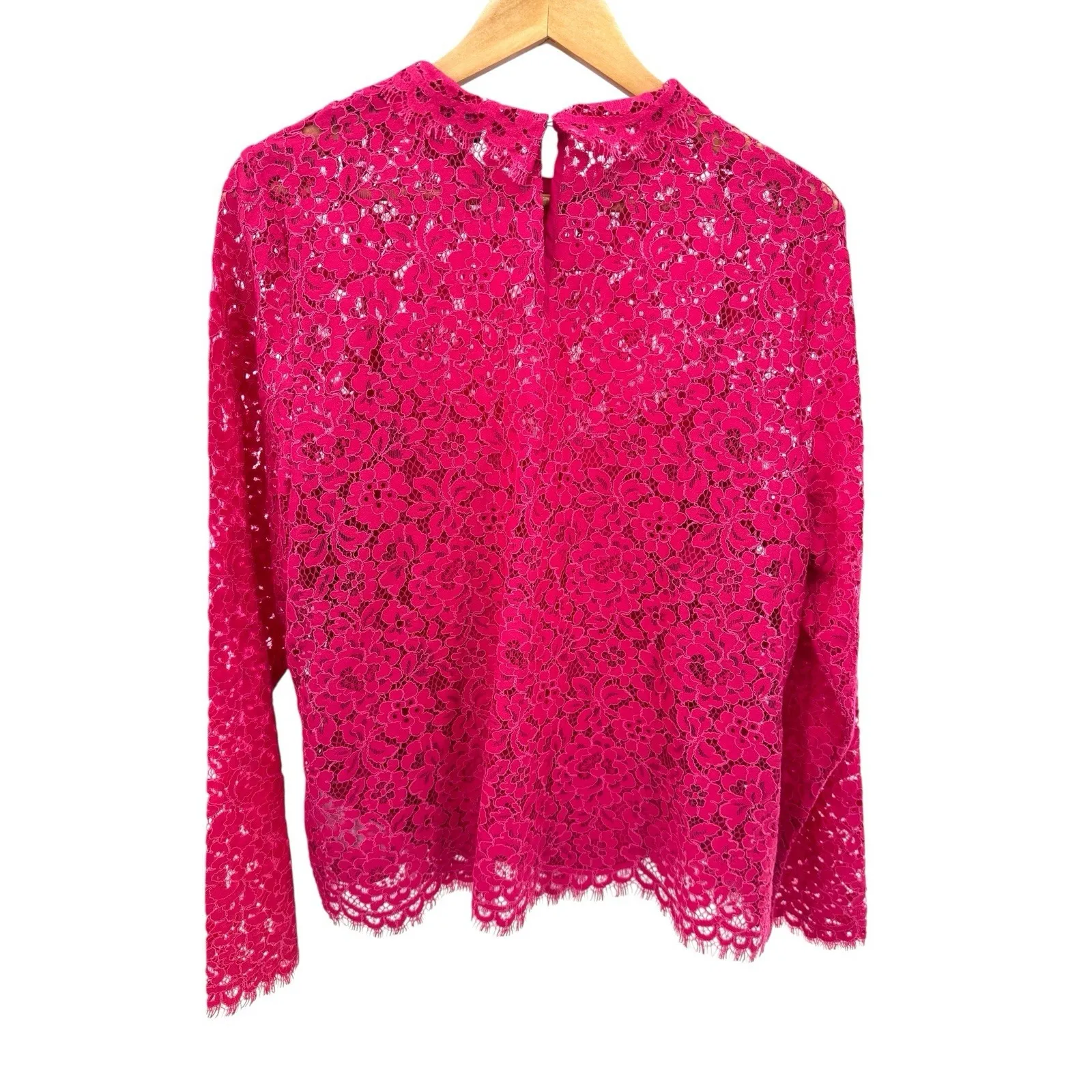 NWT J.Crew Lace Mockneck Top Dragonfruit Pink Long Sleeve Lace Scallop Size 14‎ - Image 7