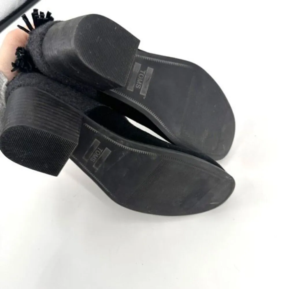 Toms‎ Leila Wool Felt Ankle Booties Size 7.5 Boots Leather Suede Black & Gray - Image 7