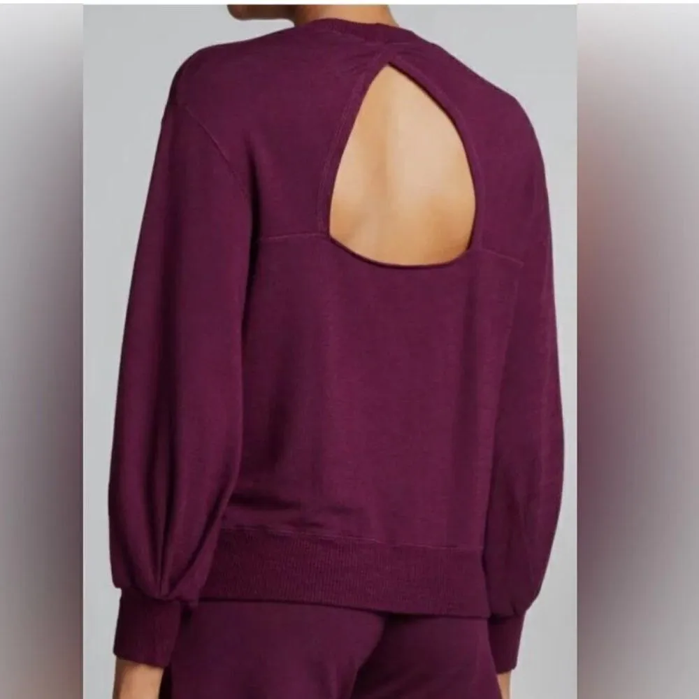 MONROW TealāGreen SuperSoft Cutout Sweatshirt Puff Sleeve Sizeā Medium New Green - Image 4