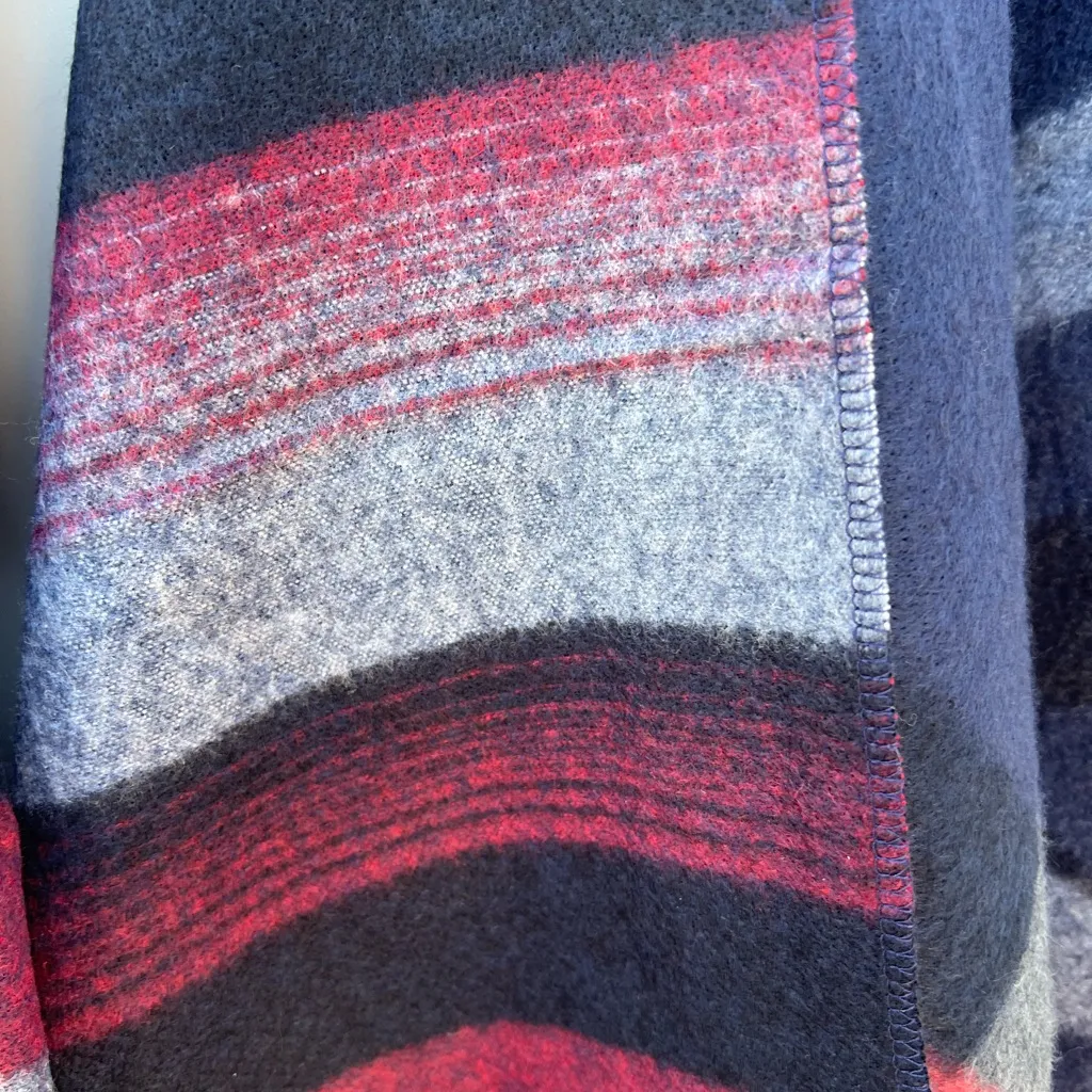 Kollie More Women's Boucle Wrap Shawl Navy Blue Red Plaid‎ Soft Fringe One Size Size undefined - Image 7