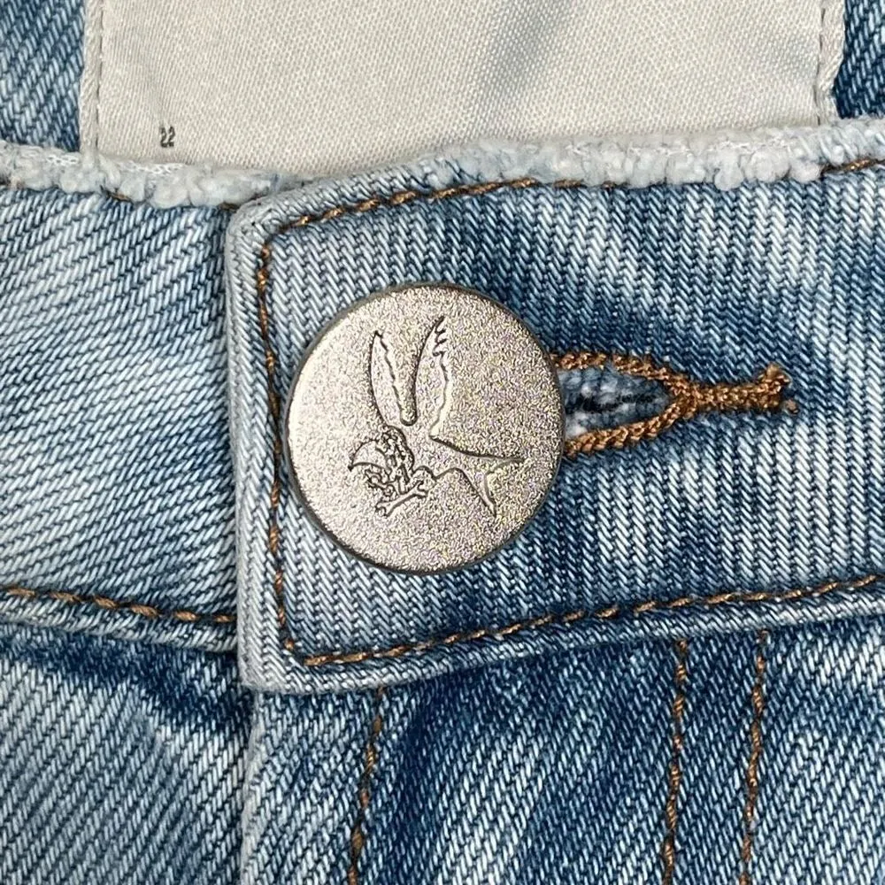 One Teaspoon Truckers Sz 26 Wilde Blue Straight Leg Jeans Torn Knees Distressed - Image 5