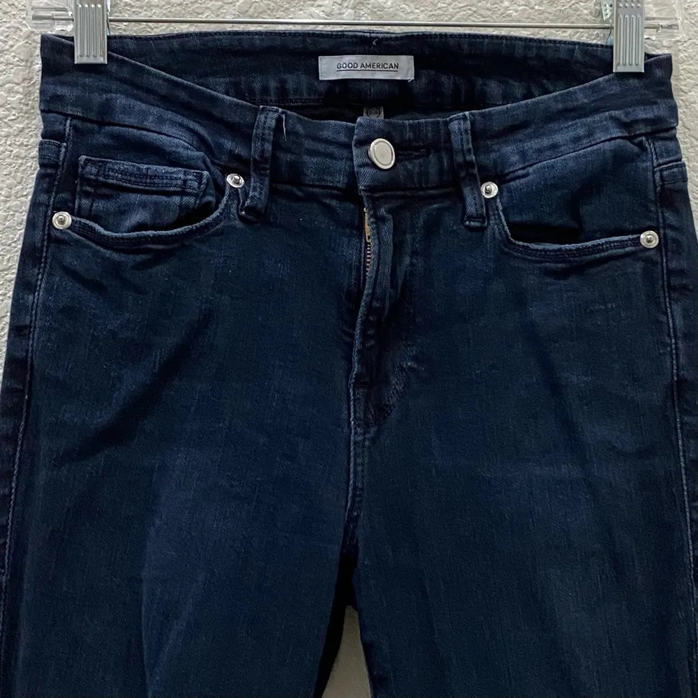 Good American Good Legs Blue/Black High Rise Skinny Distressed Jeans Size 2/26 - Image 6