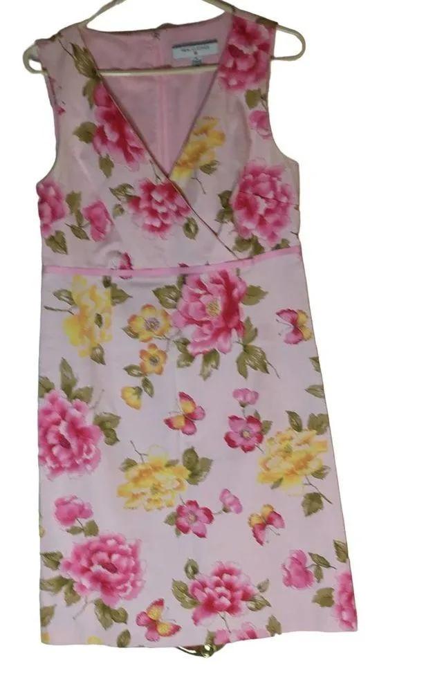 Real Clothes size 8 pink floral sleeveless dress Yellow - Image 3