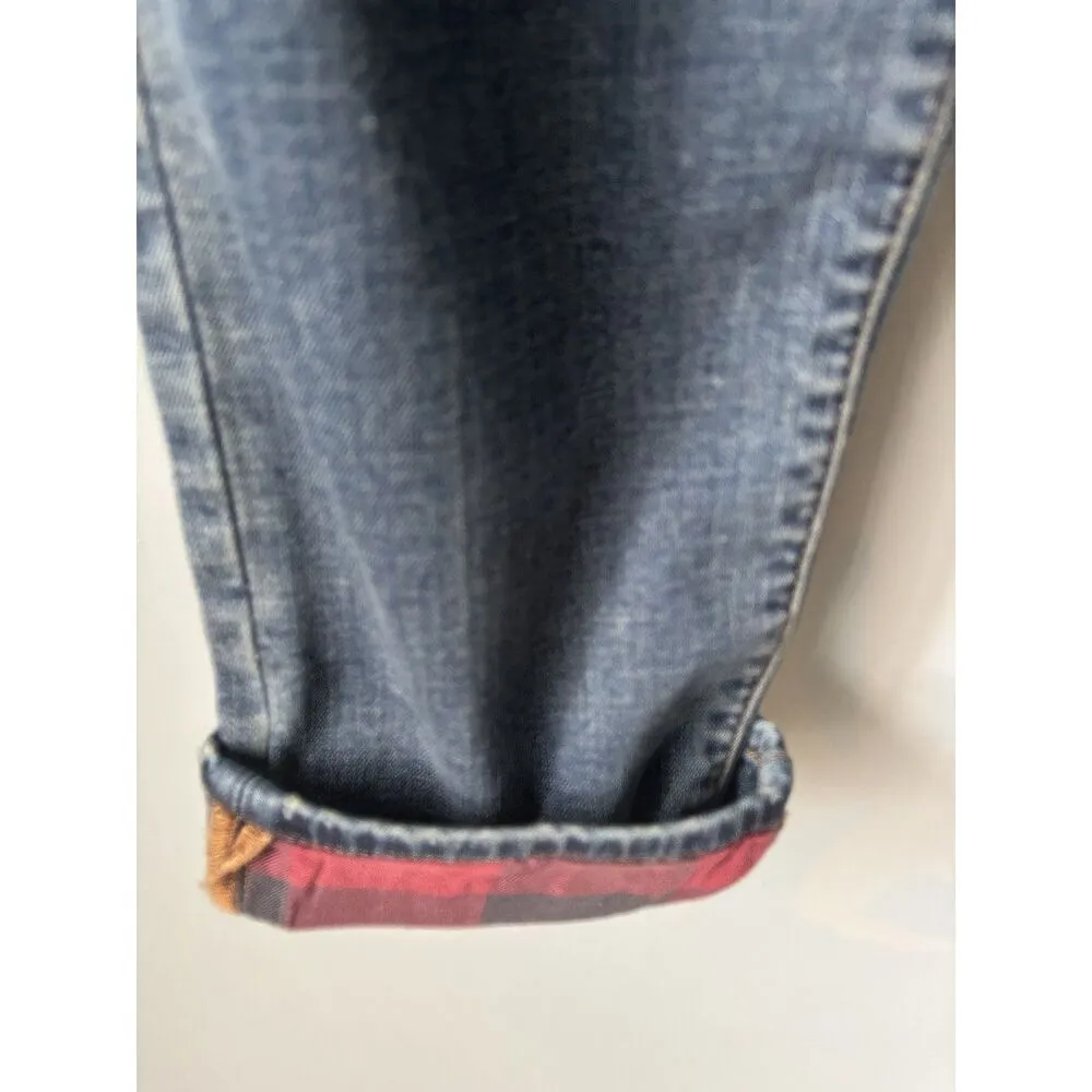 NWT LL Bean Womens Sz 6 Vintage Indigo Flannel Lined Boyfriend Low Rise Jeans - Image 2