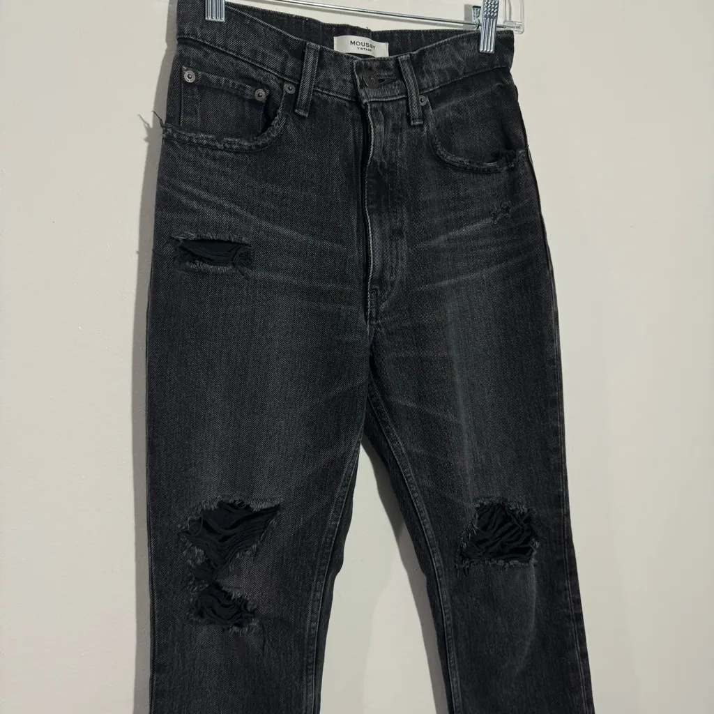 New Moussy Vintage Black Stuart Boy Skinny High Waisted Jeans Size 24‎ - Image 5