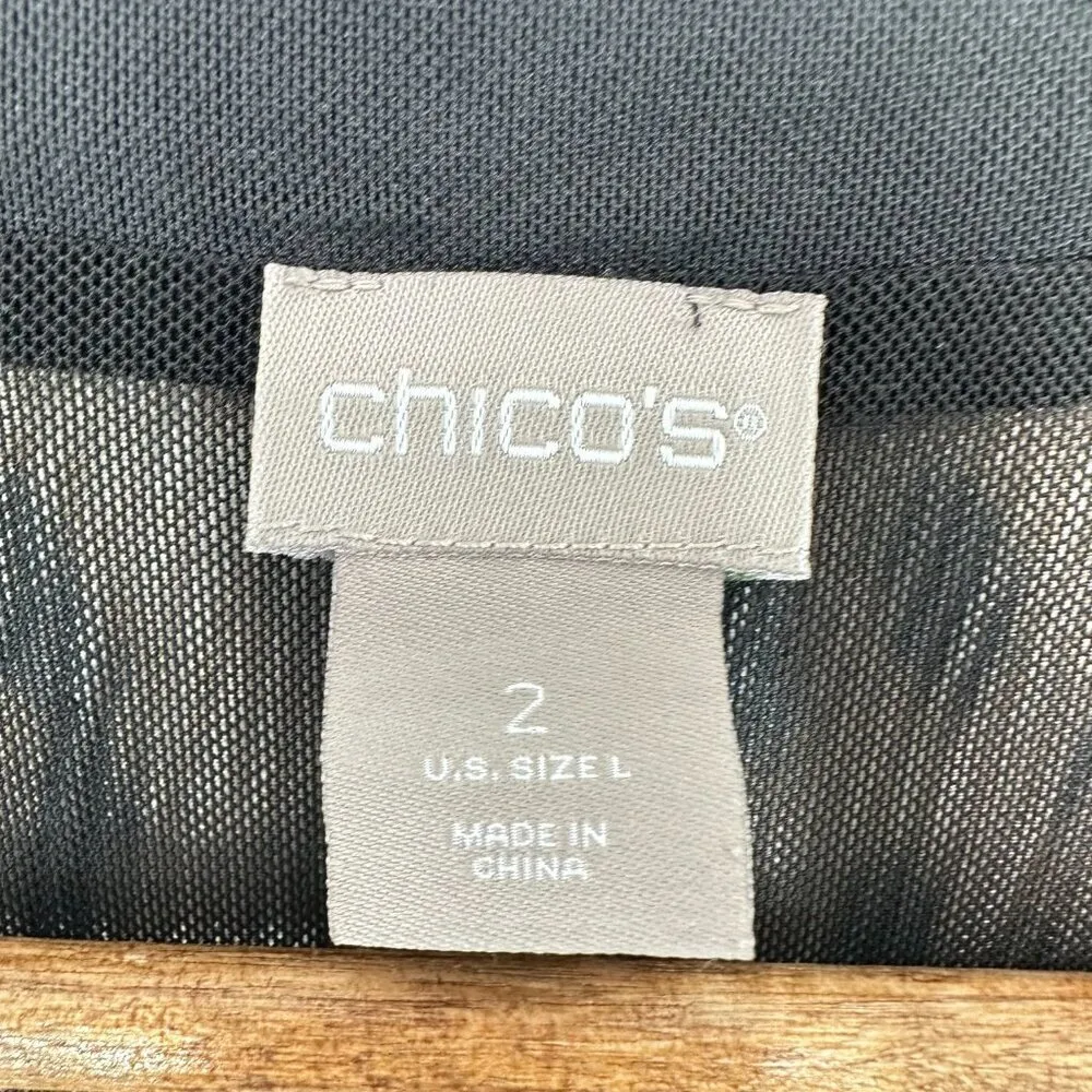 Chico's Size Large‎ Sheer Mesh Leopard Print V Neck Button Front Long Cardigan - Image 5