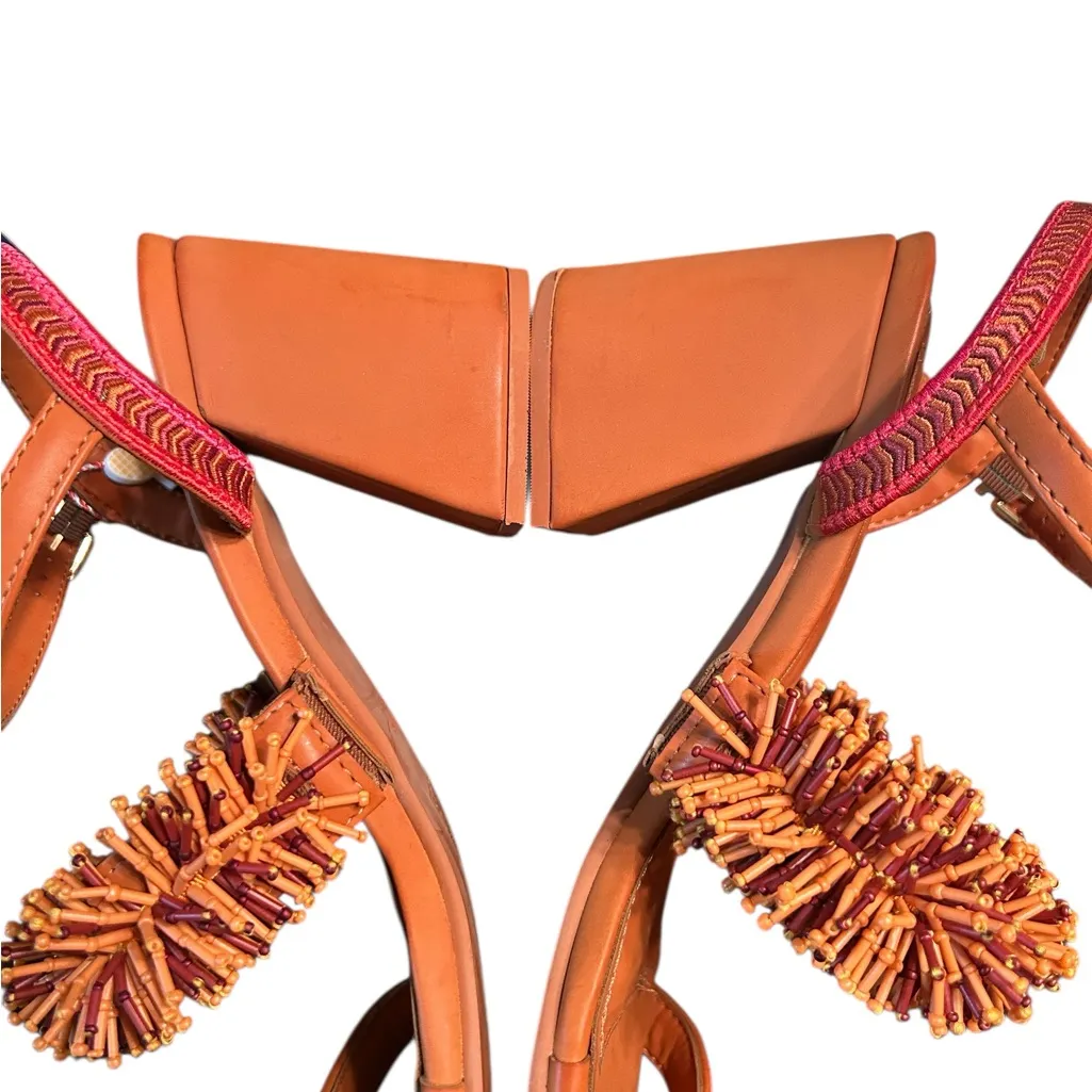 Farm Rio Brown/Pink Beaded Sandals (Size 11) - Image 5