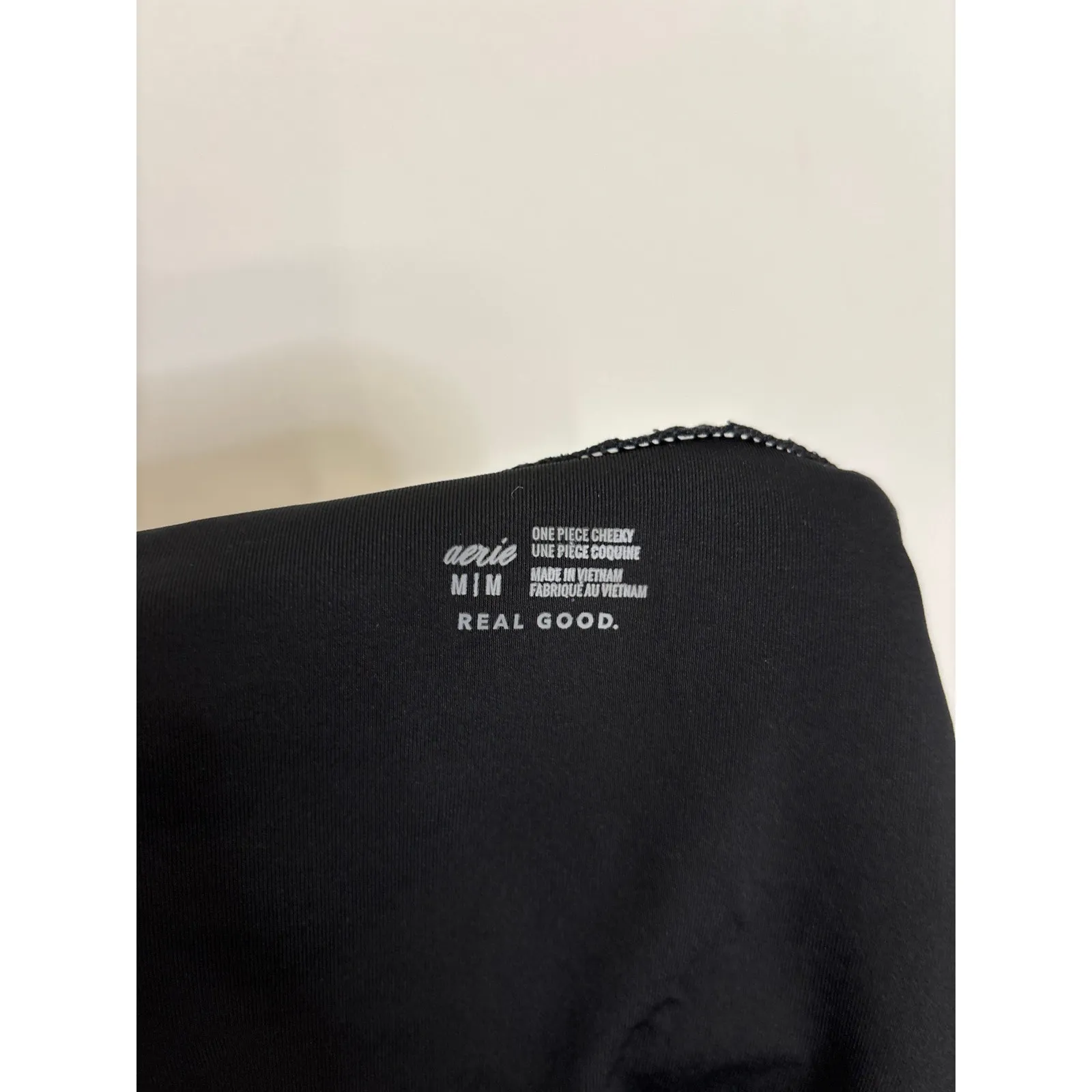 Aerie Swimsuit Womens Medium Ribbed Cut Out One Piece Black Cheeky Halter - Image 3