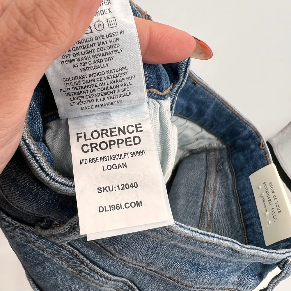 DL1961 Florence Instasculpt Mid Rise Skinny Crop Jeans in Logan Size 27 NWT - Image 9