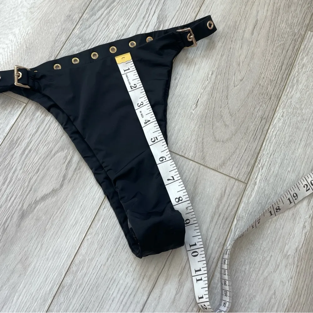 Meshki (NWOT) Buckle Belted High Waist Cheeky Bikini Bottoms Black (xsmall) swim - Image 5