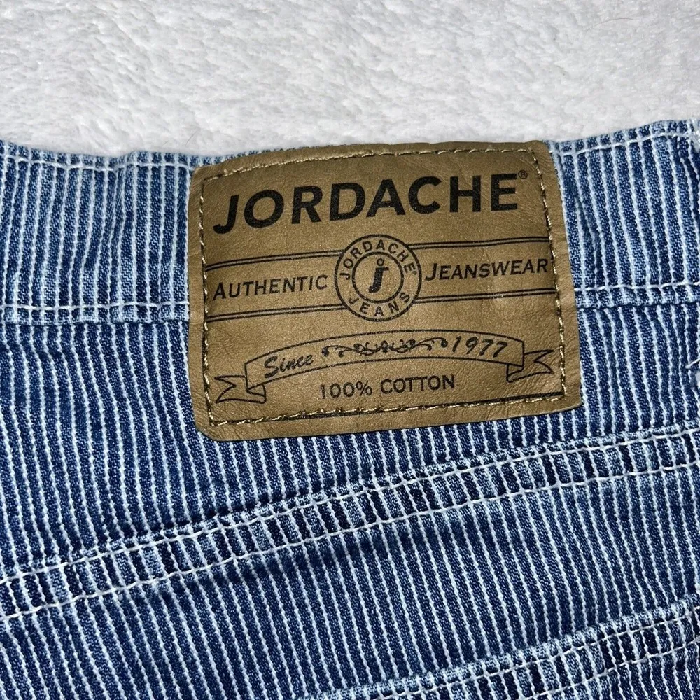 Vintage 90s Jordache Jean Shorts Size 15/16 Blue Striped Denim runs small - Image 6