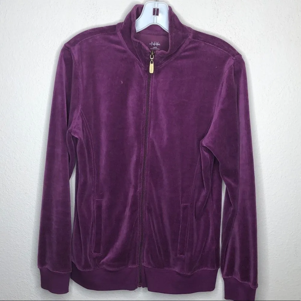 Vintage NY‎ Apparel Velour Jacket Purple Size L - Image 5