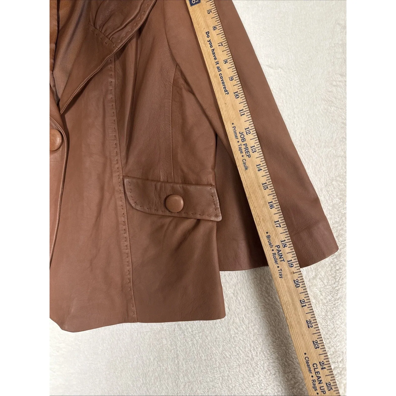 Classiques Entier Women’s L Soft Brown Genuine Lamb Leather Cropped  Jacket - Image 8