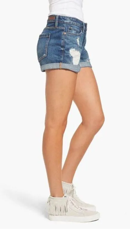 BLANK NYC The Fulton Short Cuffed Distressed Mid-Rise Jean Shorts Size 31 EUC - Image 3