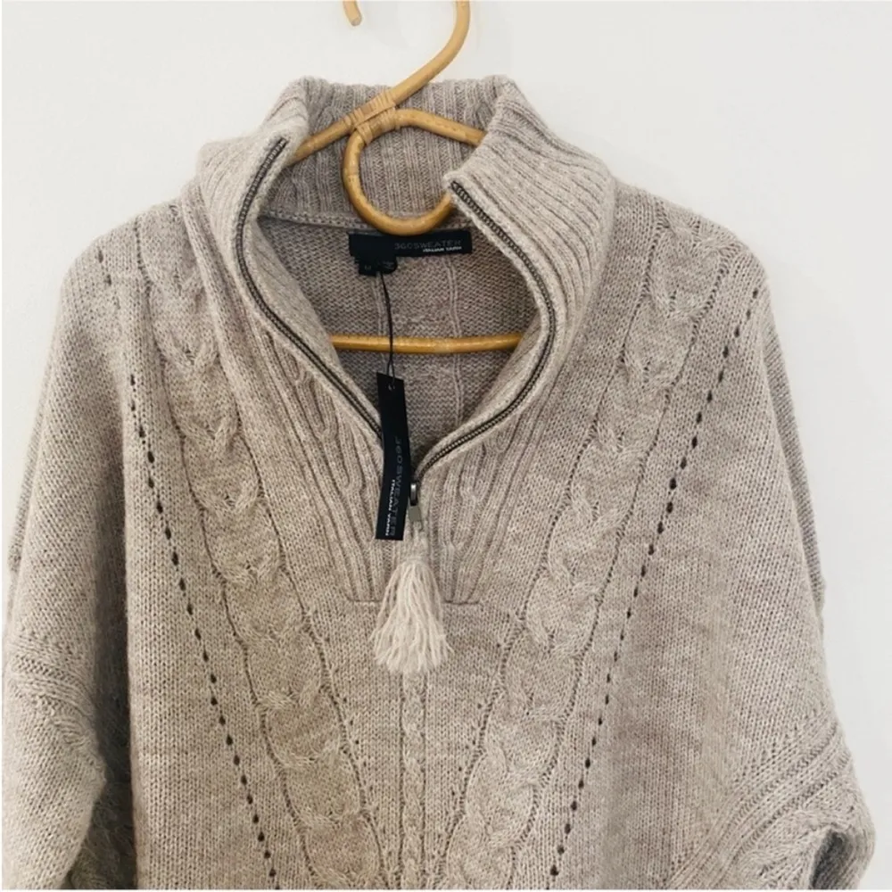 360 Cashmere wool Alpaca blend half zip sweater in oatmeal NWT - Image 4