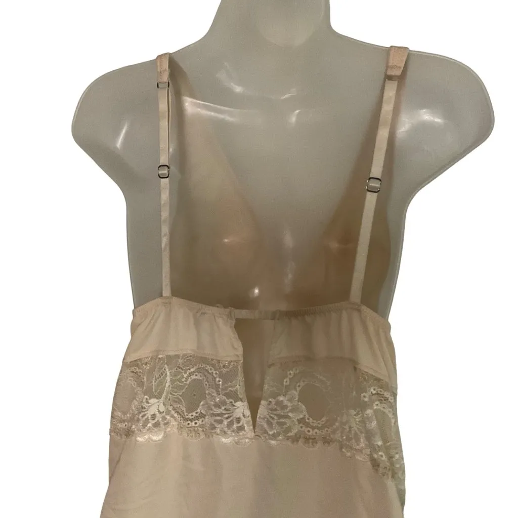 Underella By Ella Moss Womens Cream Lace Chemise Lingerie Slip Dress Size L Tan Size L - Image 7