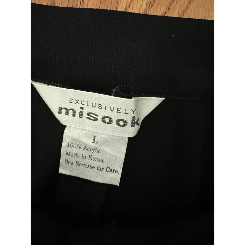 Misook Womens Black Wide Leg Knit Pull On Pants Large - Image 2