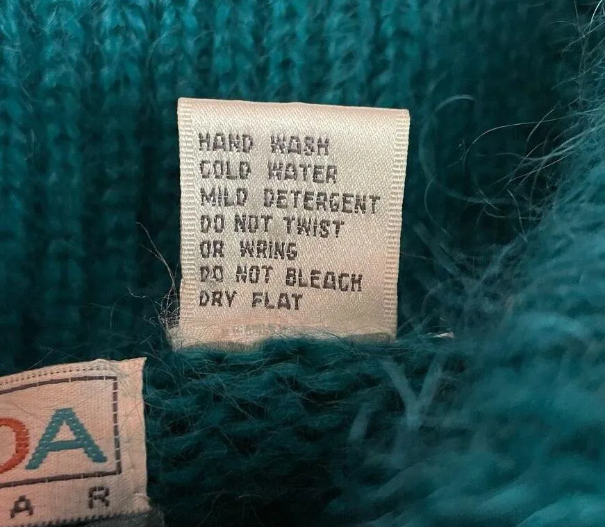 Le Moda Vintage Y2K Slouchy Cowl Furry Fuzzy Chevron Mohair Sweater womens M Multiple Size M - Image 11