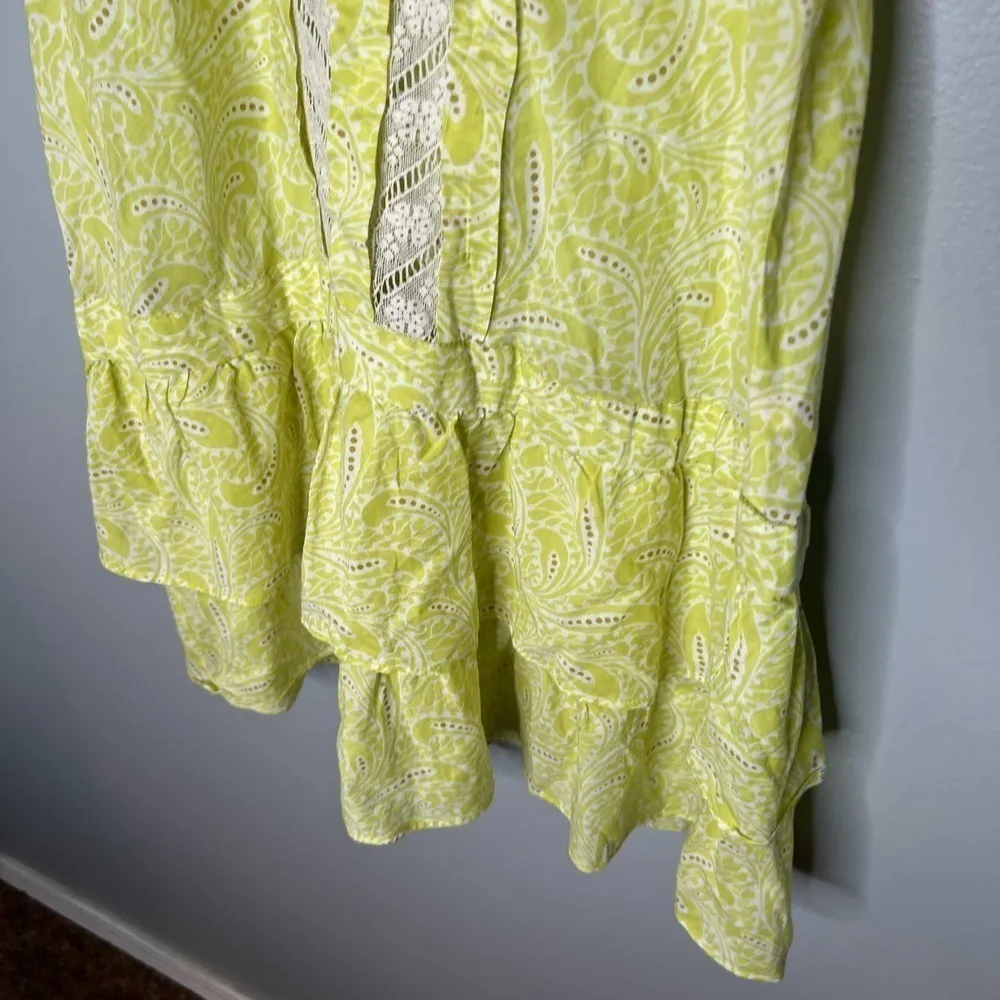Anthropologie E by Eloise Ruffled Tiered Tunic Tank Top Green White Size XS - Image 8
