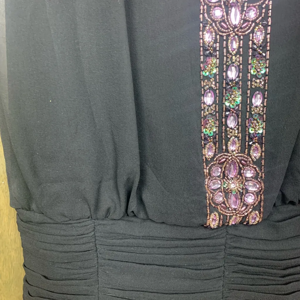 Sue Wong size 4 small Black Nocturne mini silk beaded y2k Dress party dance lbd - Image 7