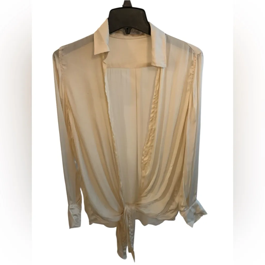Indah Silk open tie front long sleeve top Revolve  size XS - Image 2