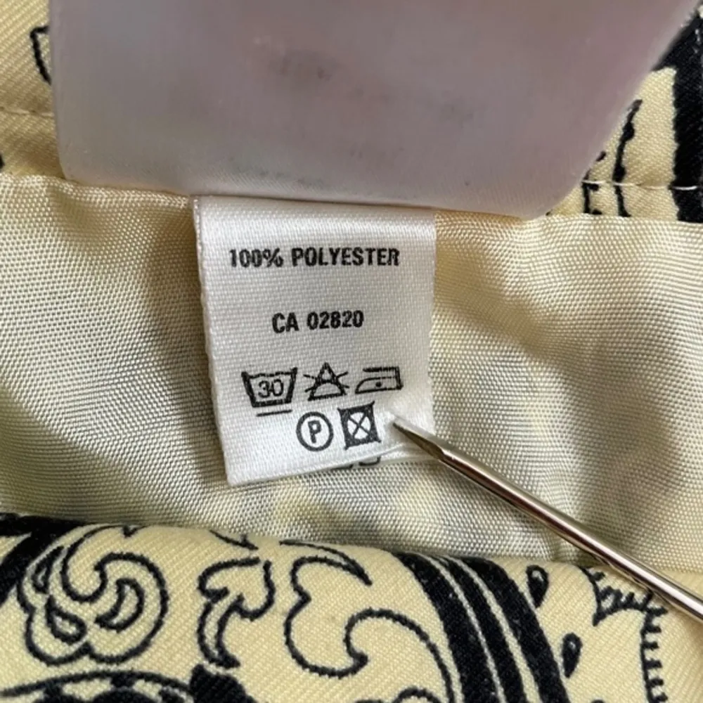 Vintage Mondi Paisley Lemon Chiffon Yellow Yoke Waist Full Midi Skirt Size M - Image 6