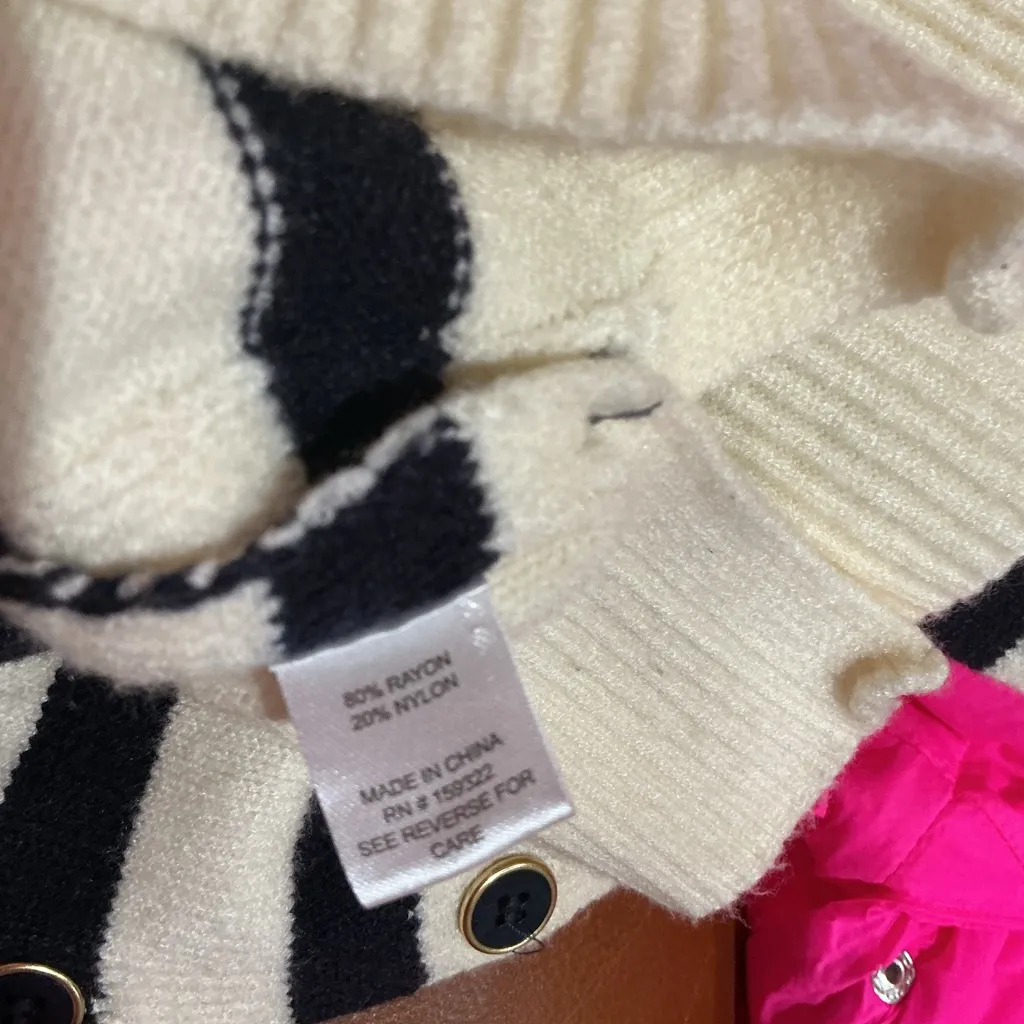 Aqua X Kerri Rosenthal Striped Heart Patch Sweater Size Extra Small White - Image 7