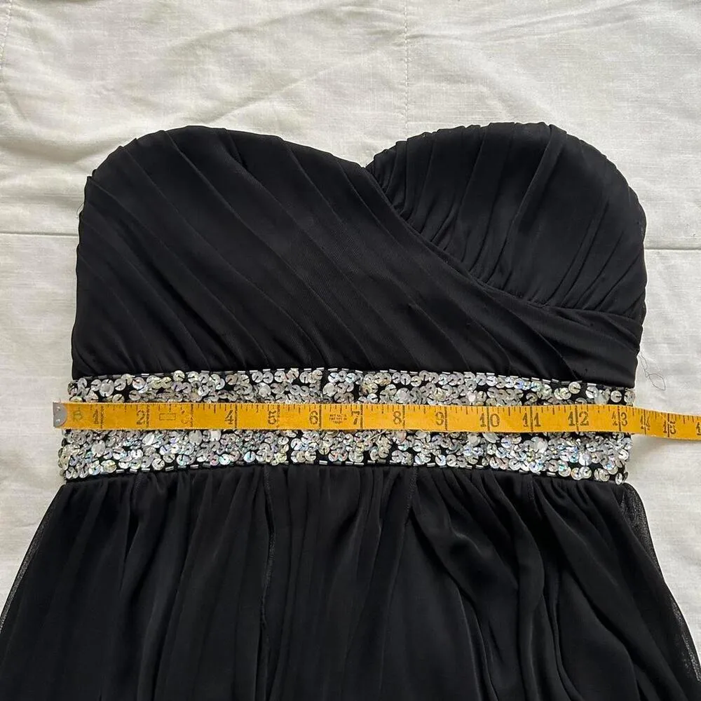 Y2K My Michelle black strapless dress sequined waistband handkerchief hem skirt - Image 6