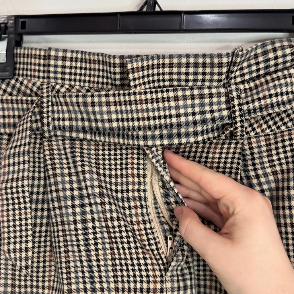 Vero Moda Beige/Brown/Black Checkered Prince of Wales Print Pencil Mini Skirt M - Image 5