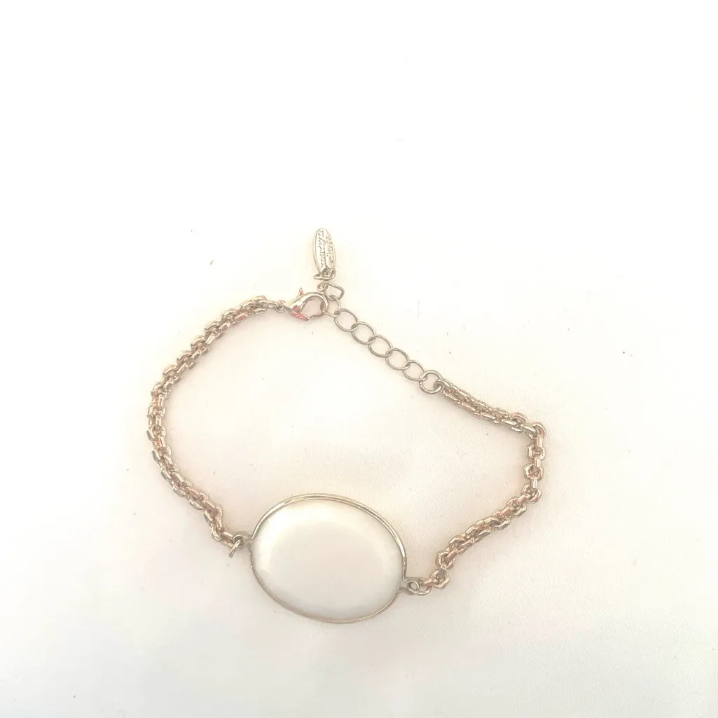 NWOT Marilyn Schiff Faceted Glass Tennis Bracelet Gold and White - Image 3