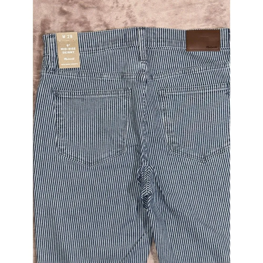 Madewell Womens Skinny Jeans Blue White Mid Rise Striped Size 28‎ NWT - Image 5