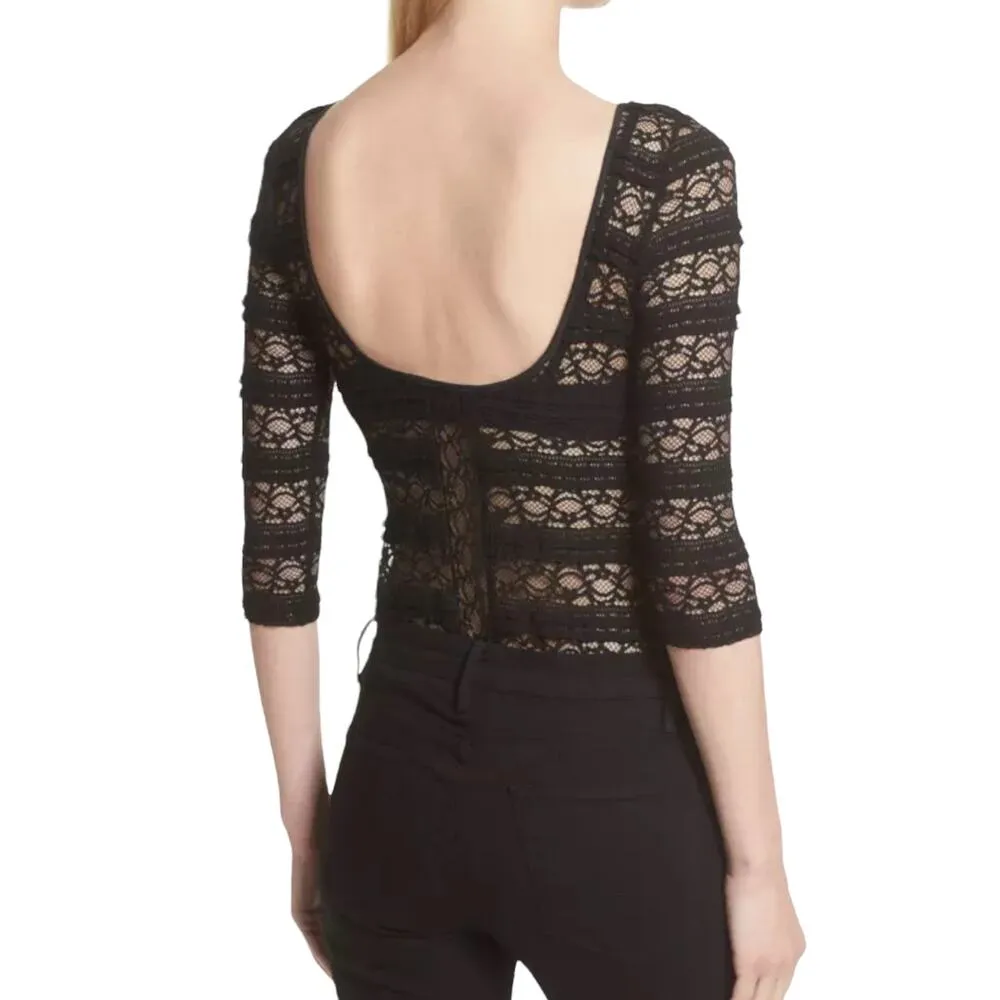 Cinq A Sept Marla Silk Lace Bodysuit - Black - Small - Image 6