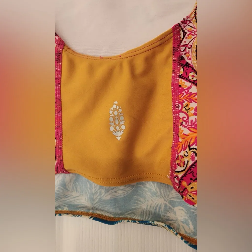 Free People Movement Bohemian Women’s Blue Pink, & Orange Bikini Top Size Medium - Image 6