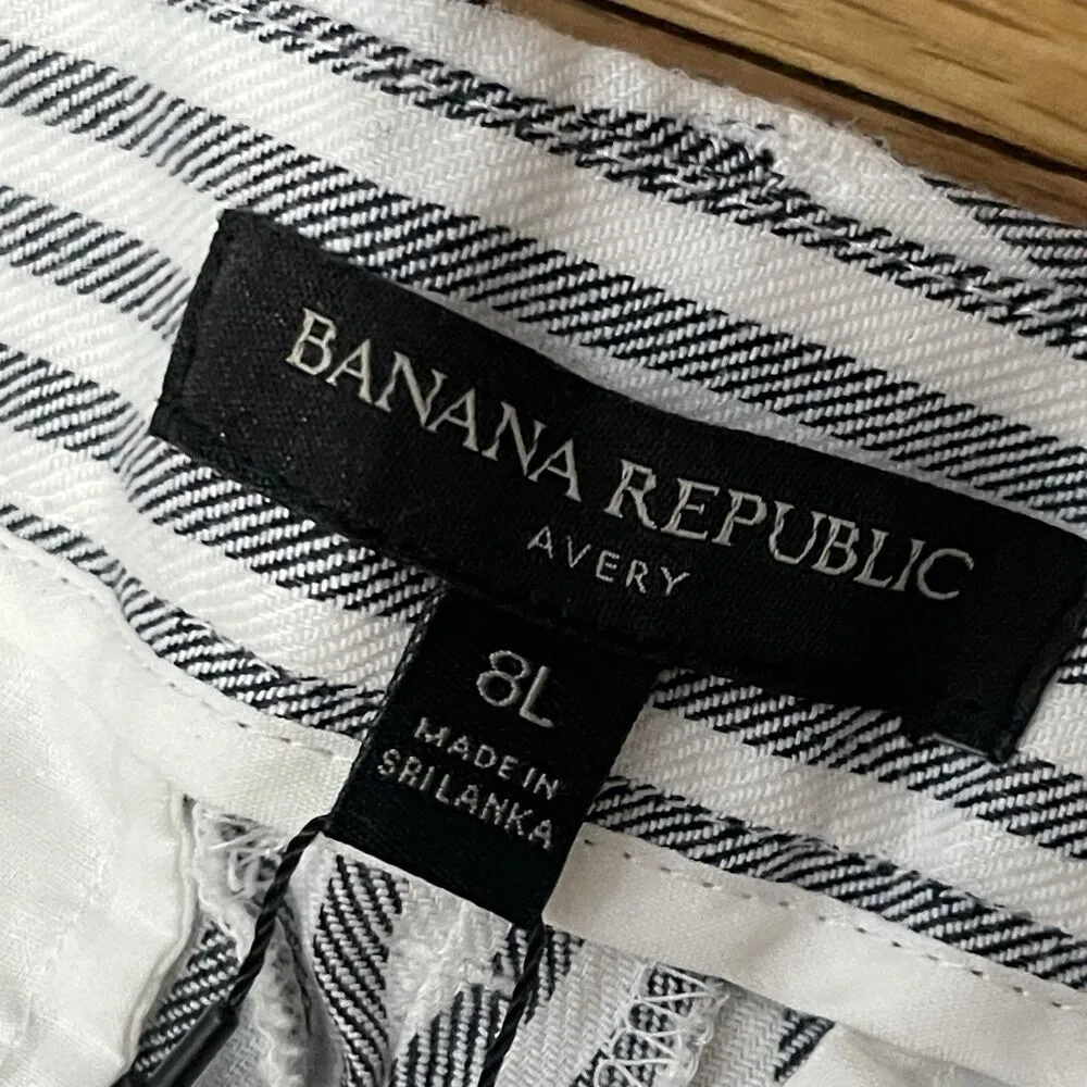 BANANA REPUBLIC Avery Straight-Fit Linen-Cotton Ankle Pant 8L Gray White NEW - Image 5