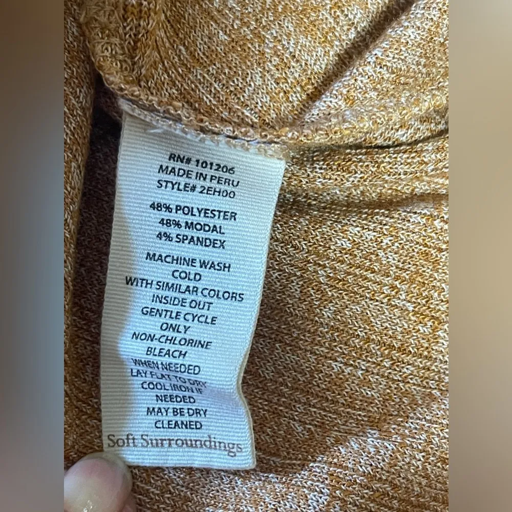 Soft Surroundings Women's 3/4 Sleeves Maxi Ribbed Stretchy Dress Tan Rust Size L - Image 8