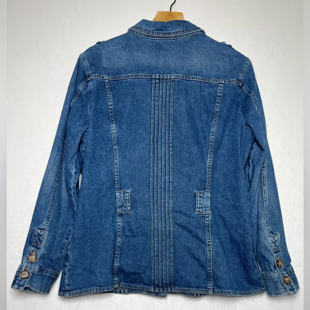 Sonoma Women's Cotton Denim Boho Cottage Western Button-Up Jean Jacket Size L - Image 4