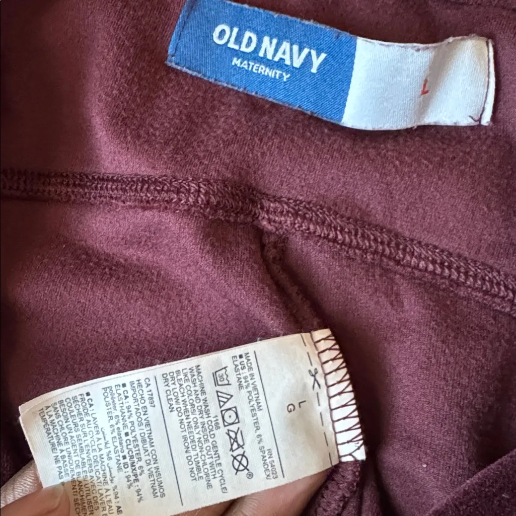 Old Navy Maroon Velour Maternity Leggings SIZE L - Image 2