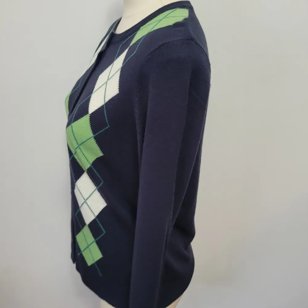 Croft & Barrow blue argyle cardigan size mp - Image 5