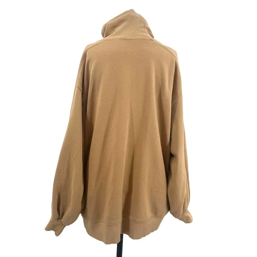 NAP Loungewear‎ Boxy Turtleneck Sweatshirt in Light Camel Size Small Tan - Image 10
