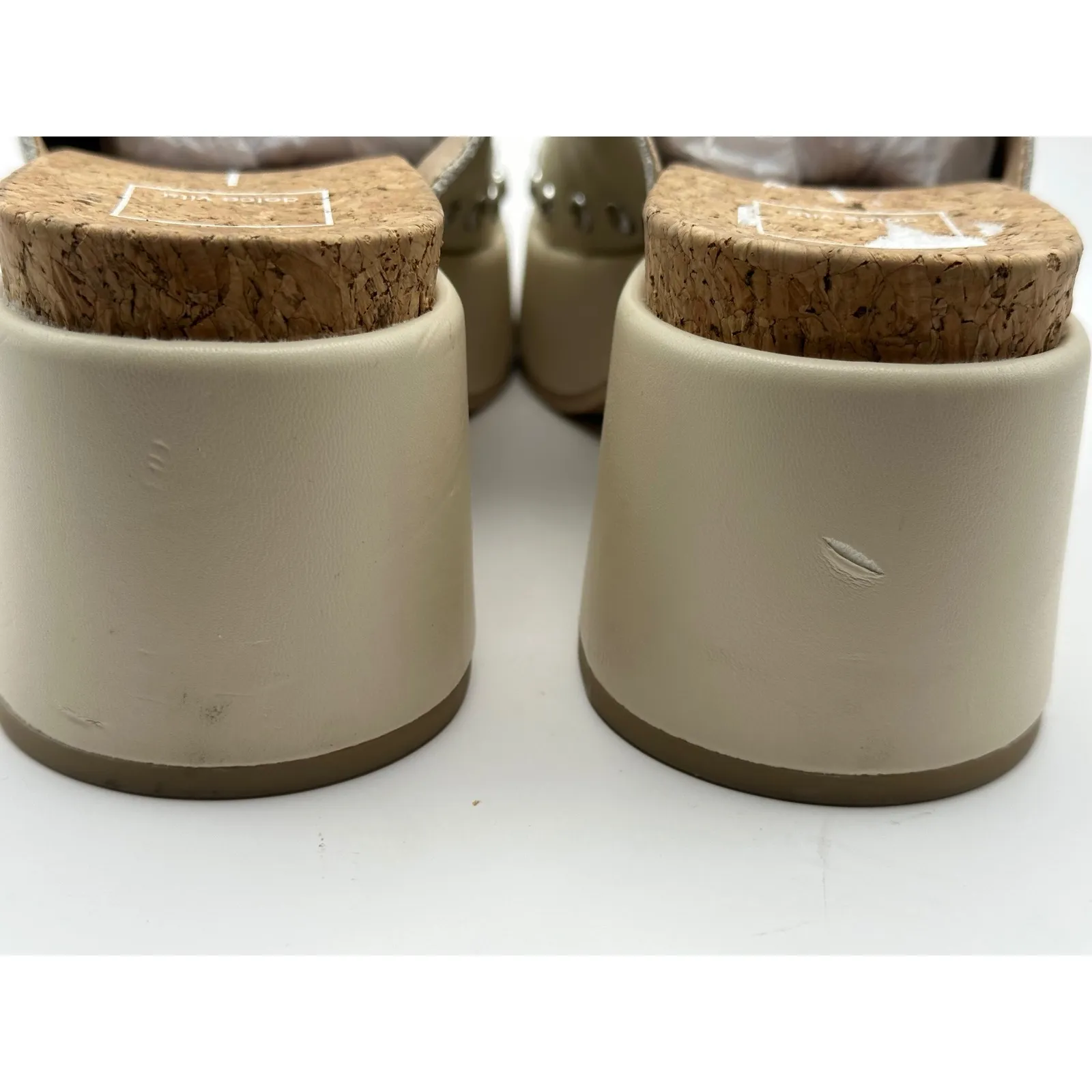 Dolce Vita Yevan Platform Studded Leather Clogs Mule Ivory Size 9.5 Tan - Image 10