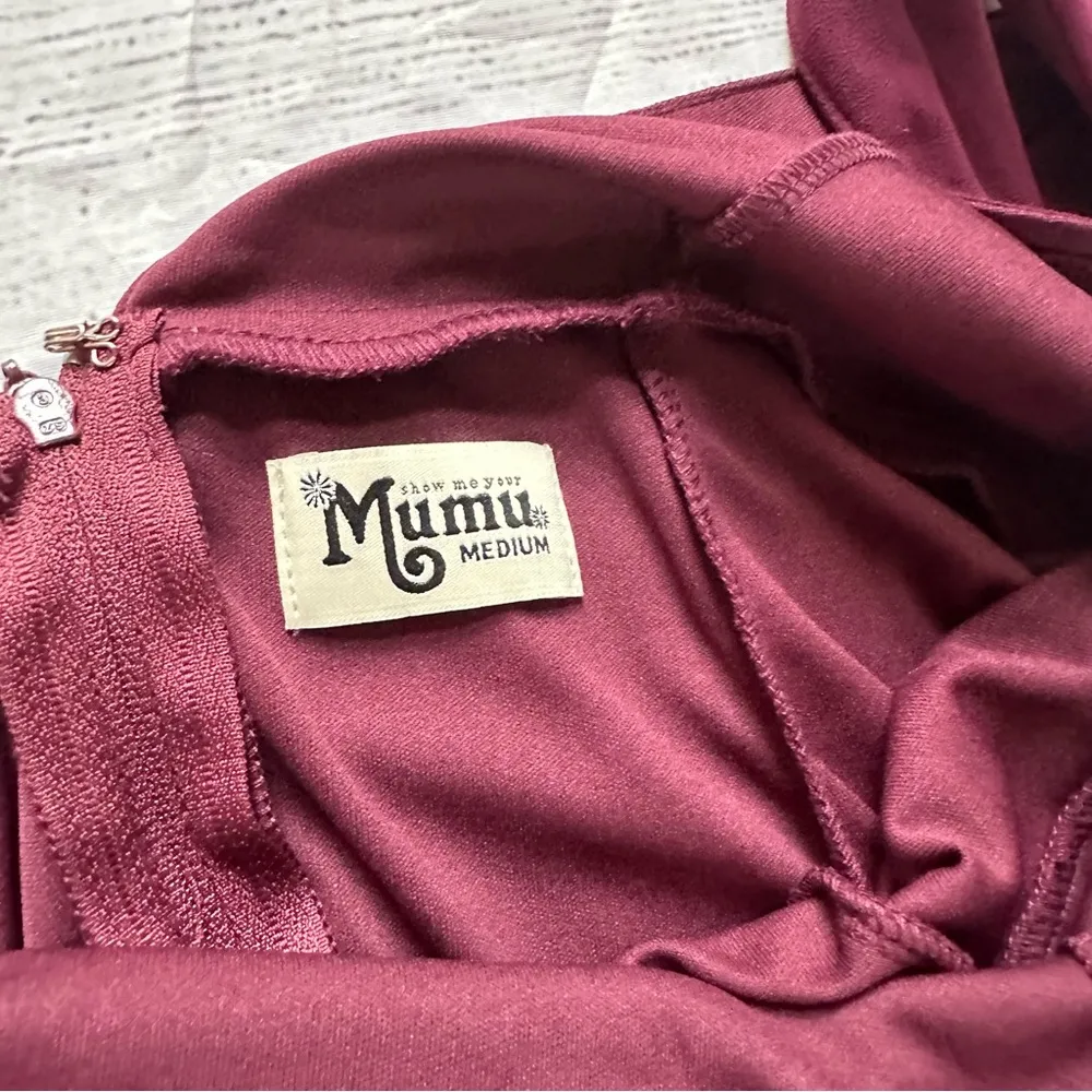 show me your mumu bridesmaid dress burgundy maroon size medium READ - Image 7