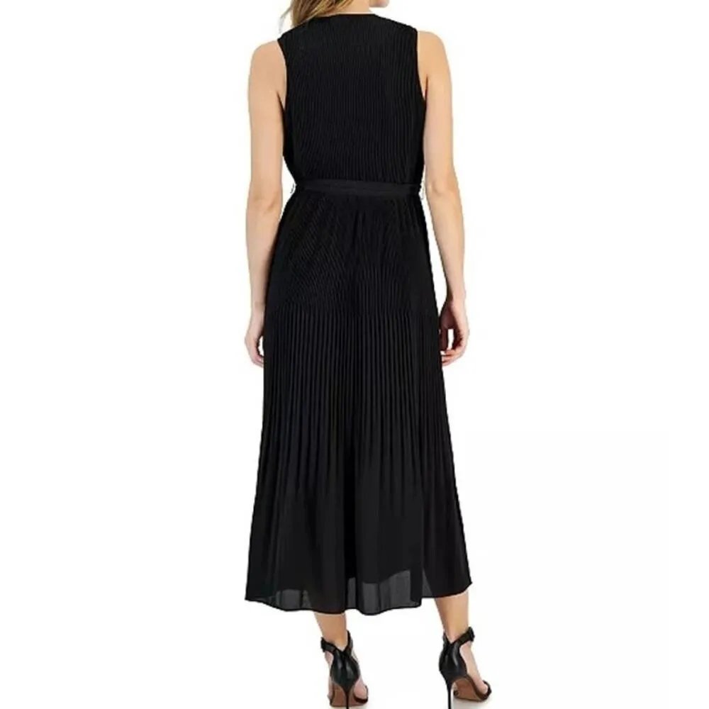 T Tahari Faux Wrap Sleeveless Pleated Fit & Flare Maxi Dress - Image 3
