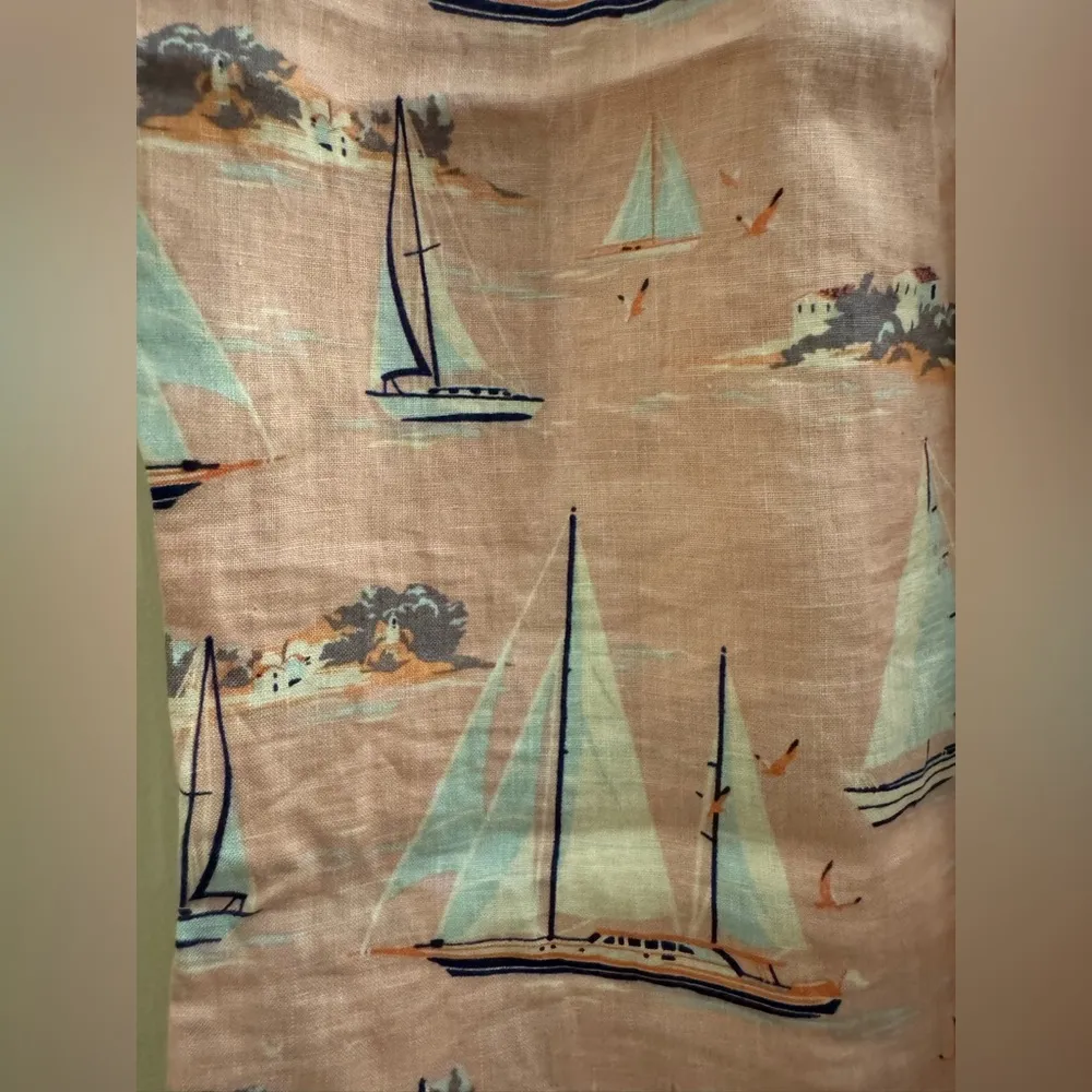 SAINT TROPEZ Blush Pink Linen Sailboat Sleeveless Dress XS - Image 3