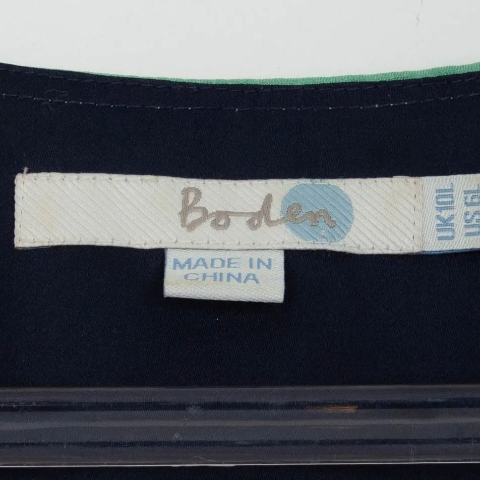 Boden Womens Silk Blend Colorblock Midi Dress Size 6L Navy Belted Casual Work Blue - Image 5