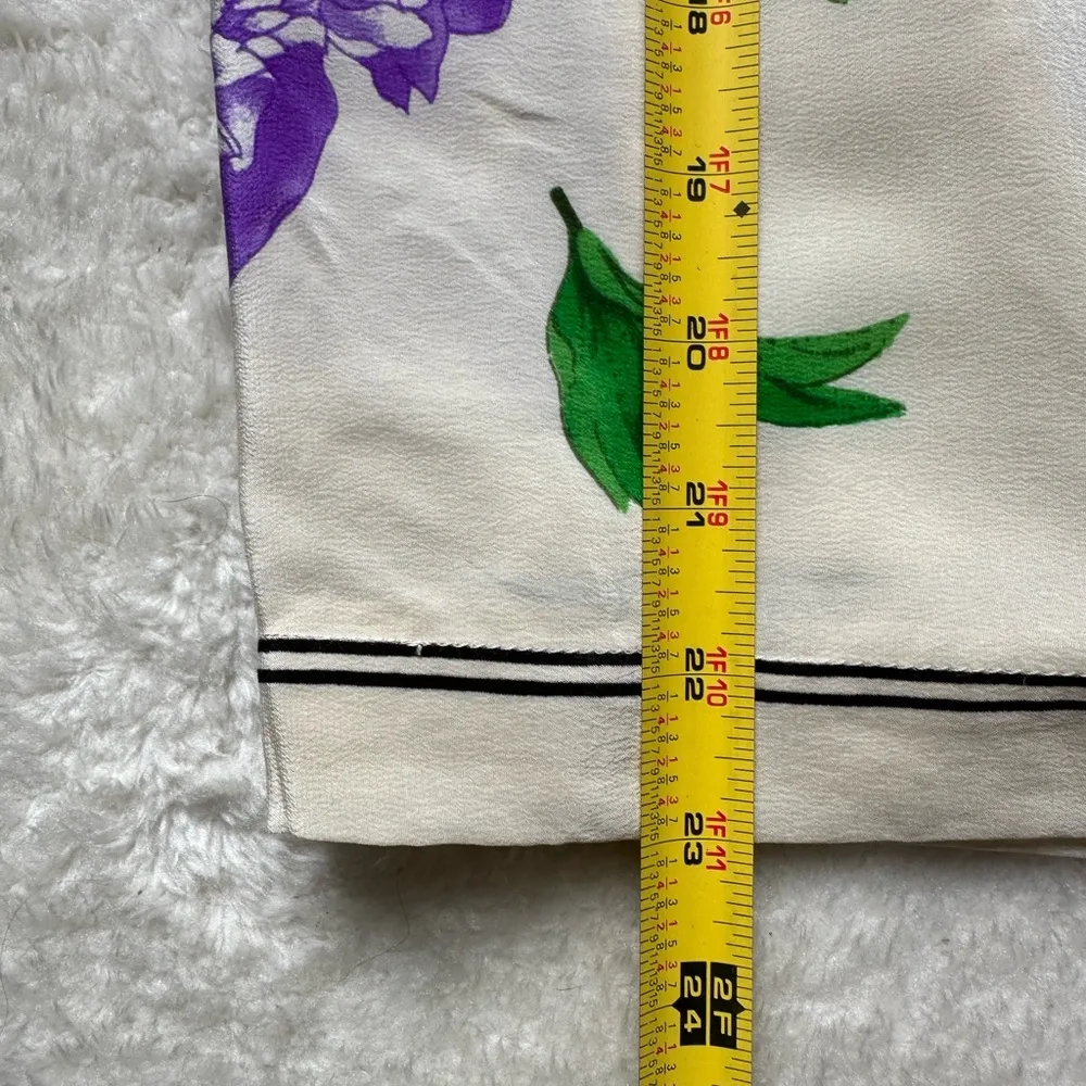 Vintage Italian silk Floral Purple and Green Skirt size 36/ XS - Image 6