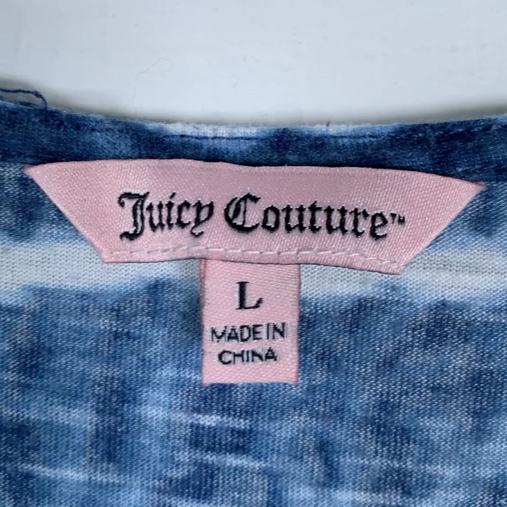 Juicy Couture Blue White Cold Shoulder Blouse S/S Size Large #DS-1798 - Image 4