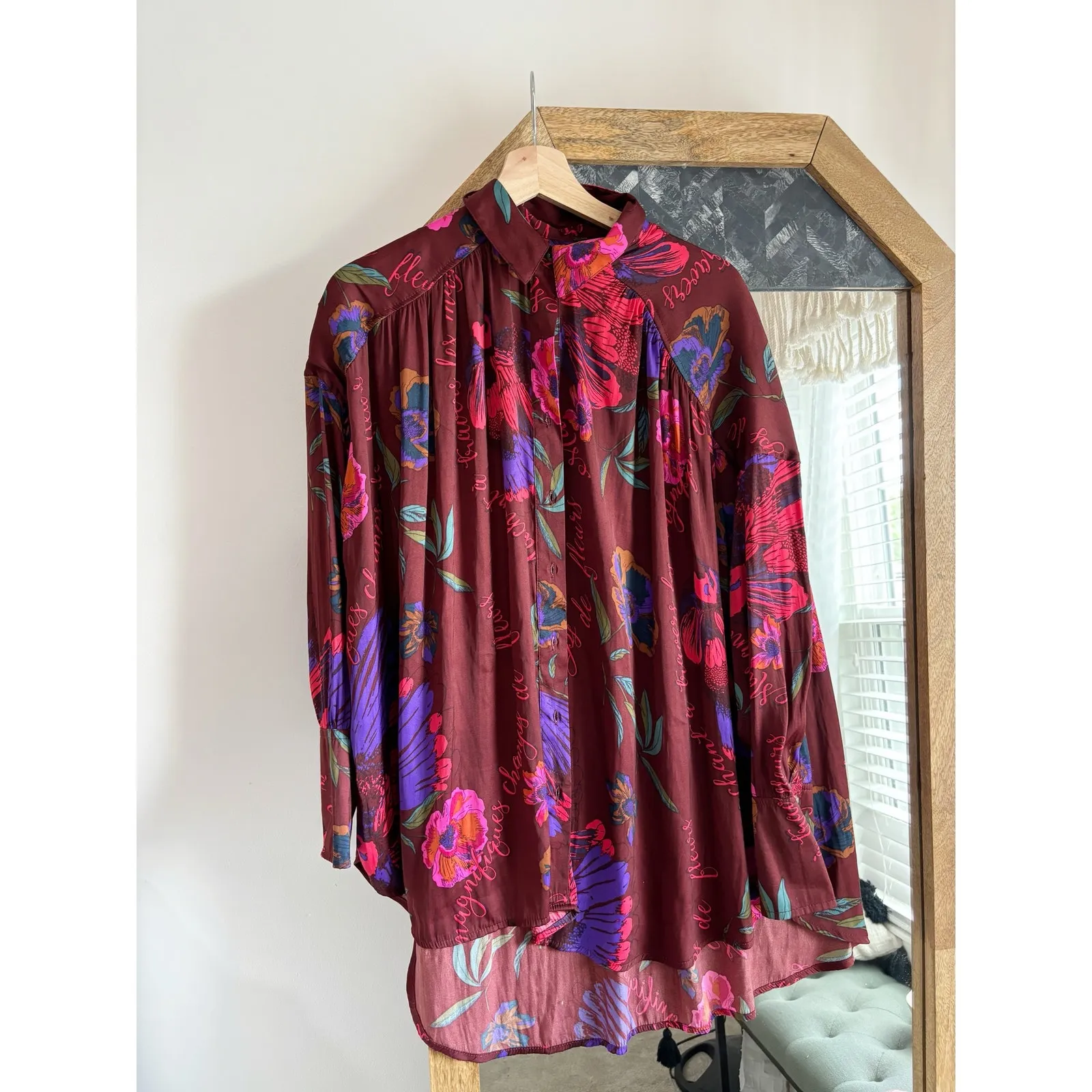 Free People Silky Nights Printed Button Down Top - Image 5