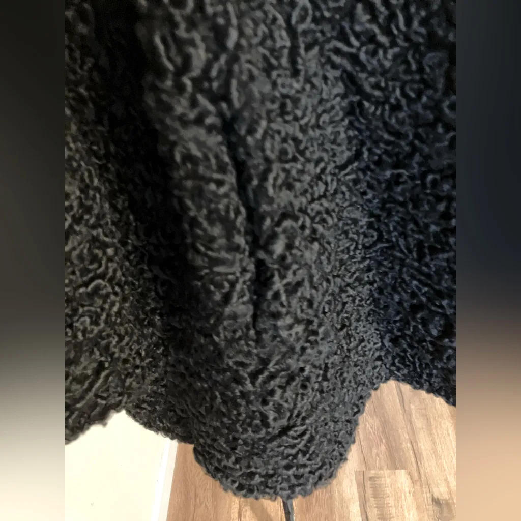 Vintage Mink Fur Collar Persian Lamb Coat Black Size M - Image 12