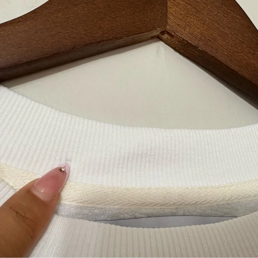 SPRWMN Tiny Logo White Crewneck Sweatshirt XS | Minimalist Luxe - Image 6