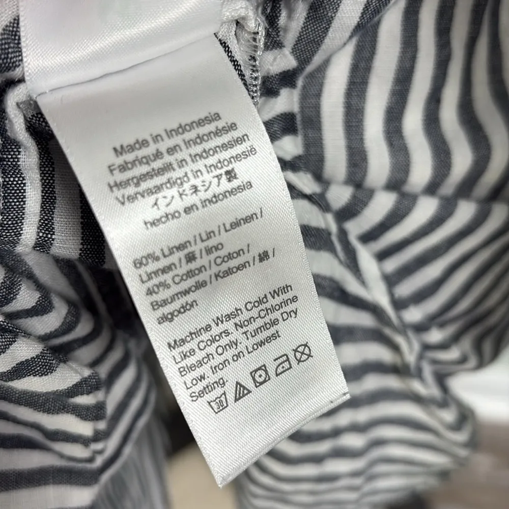 J. Crew Classic Fit Beach Shirt In Striped Linen Cotton Blend Tunic Lagenlook S White - Image 12